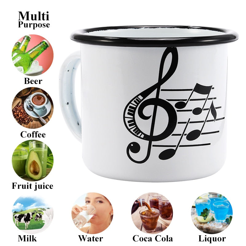 Music Notes Enamel Mug