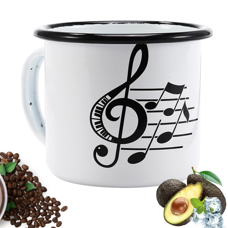 Music Notes Enamel Mug