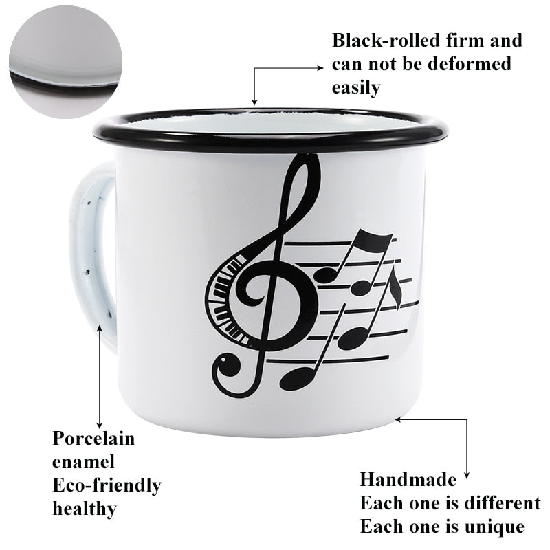 Music Notes Enamel Mug