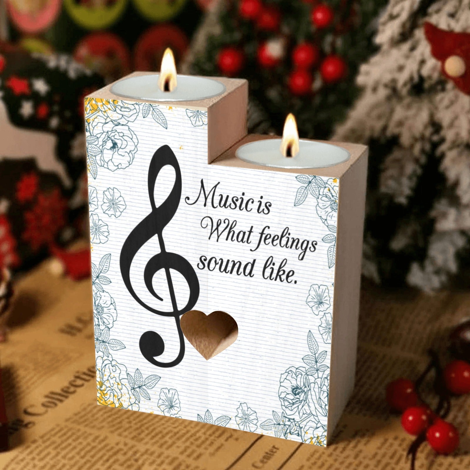 Music Sound Like Heart Candle Holder