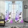 Purple Piano Music Gauze Curtain 28"x63" (Two Pieces)