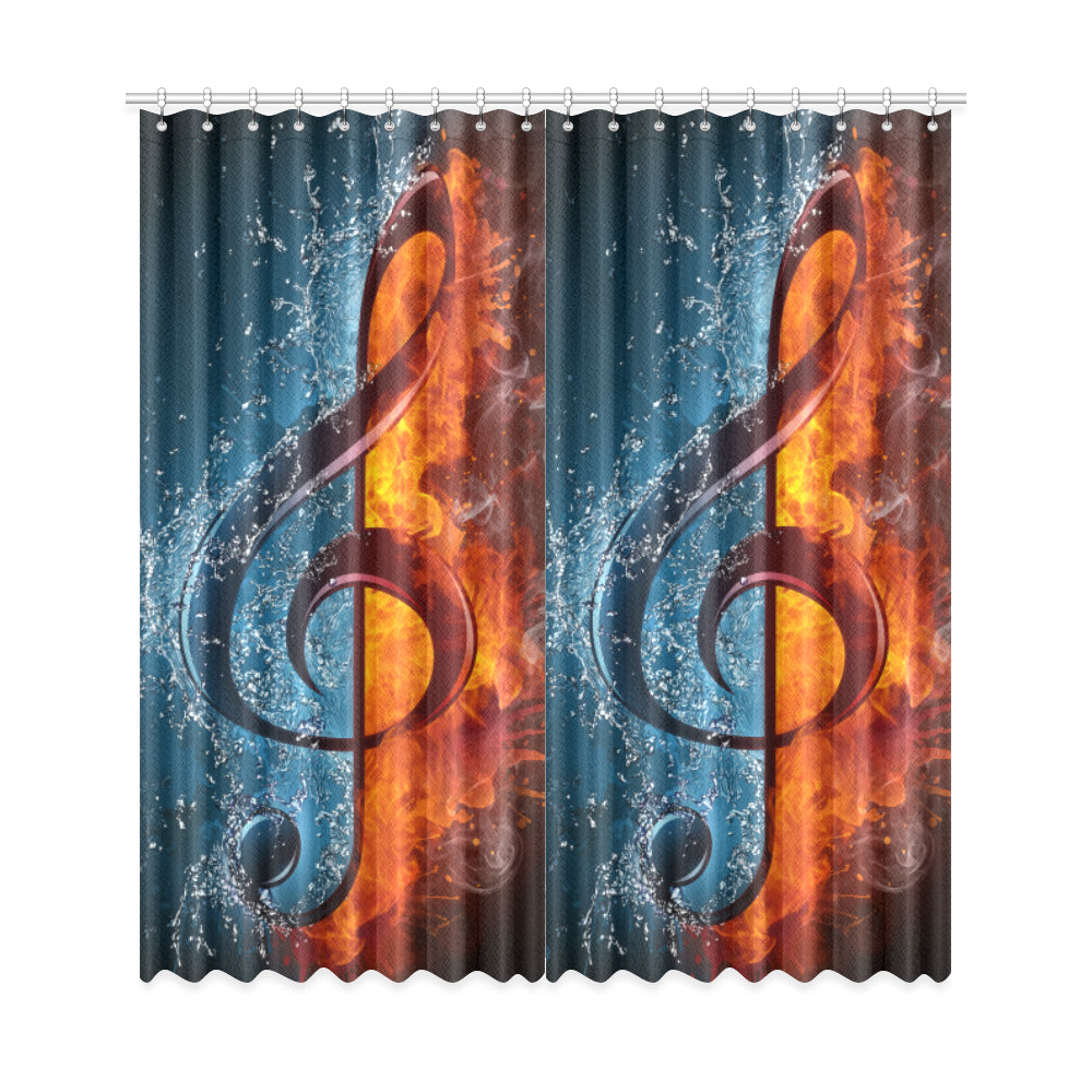 Treble Clef Ice And Fire Window Curtains