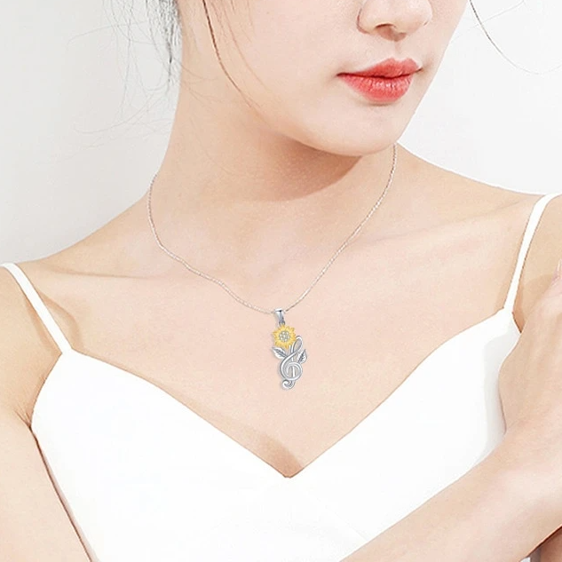 Sunflower Treble Clef Necklace