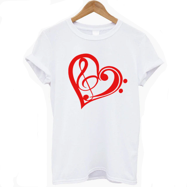 Heart-shaped Music Print T-shirt