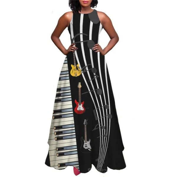 Piano Music Note Long Dress