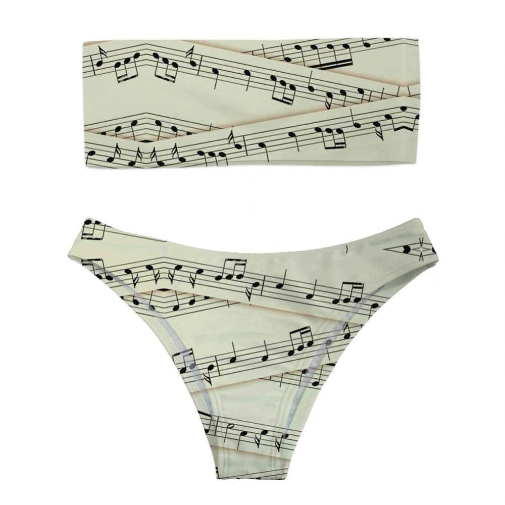 Music Notes Print Swimsuit