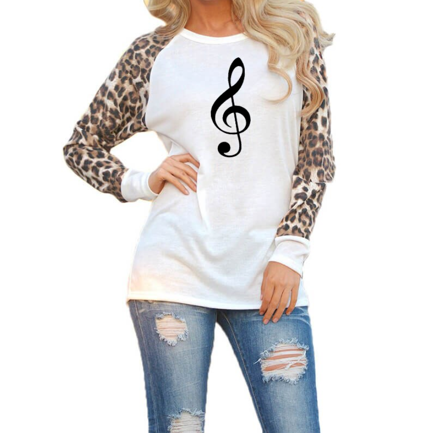 Music Treble Clef & Leopard Chiffon T-shirt