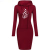 Treble Clef Music Print Hooded Dress