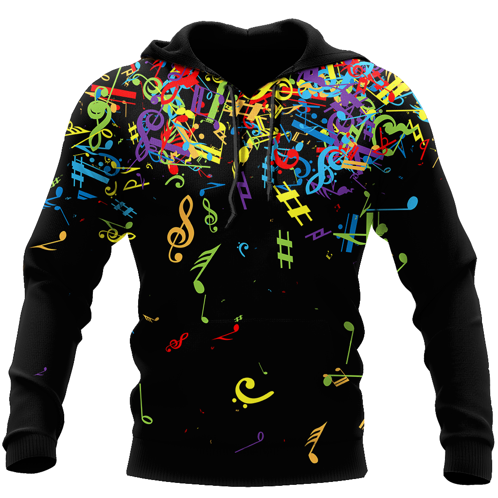 Music Notes 3D Black Hoodie
