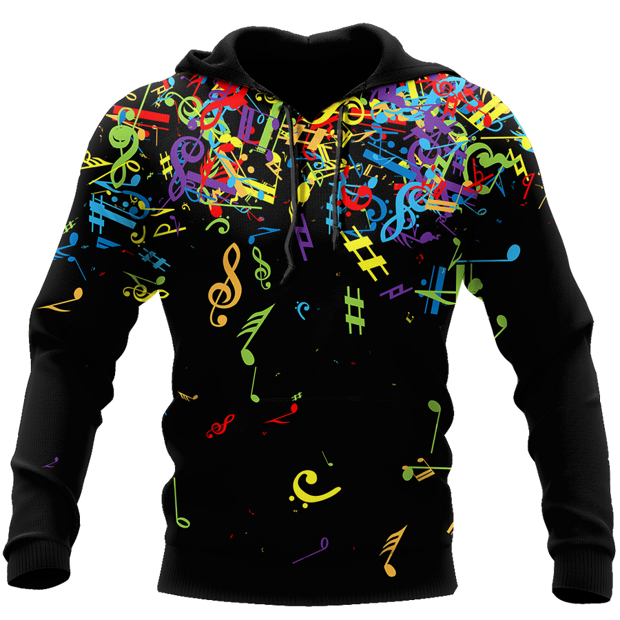 Music Notes 3D Black Hoodie