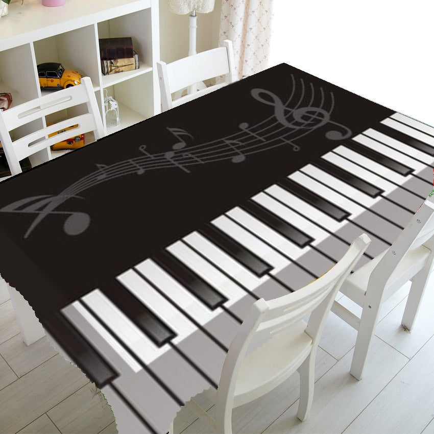 Music Notes And Piano Keys Tablecloth