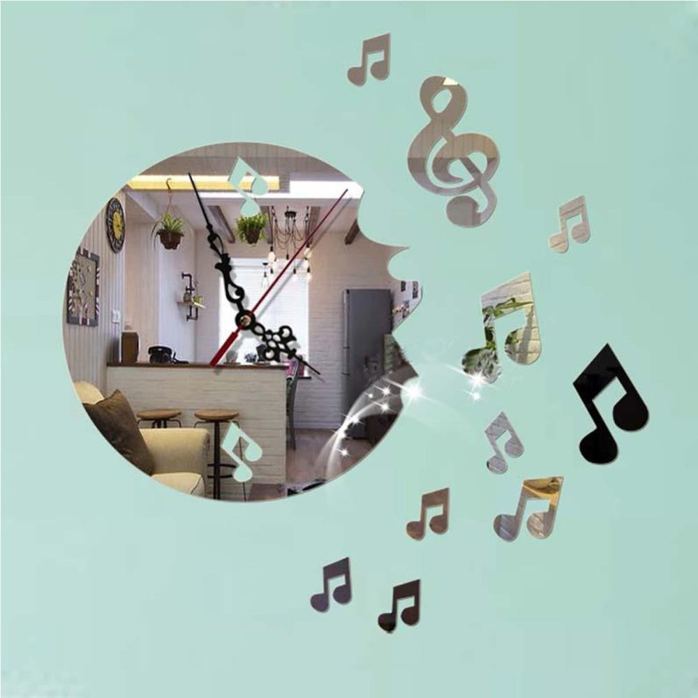 Music Notes 3D Wall Clock Mirror Sticker Set - Artistic Pod Review