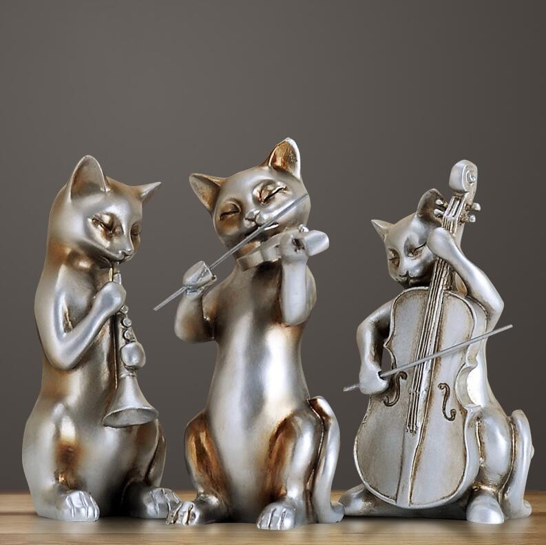 Resin Cat Musical Band Figurine