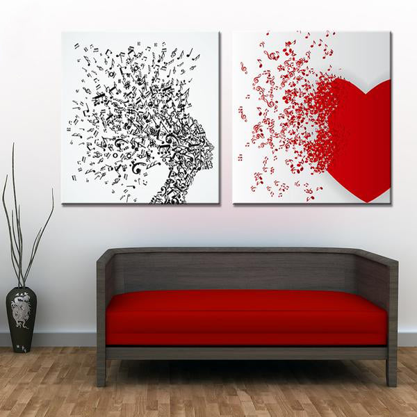 Love Abstract Music Note Canvas Art Set