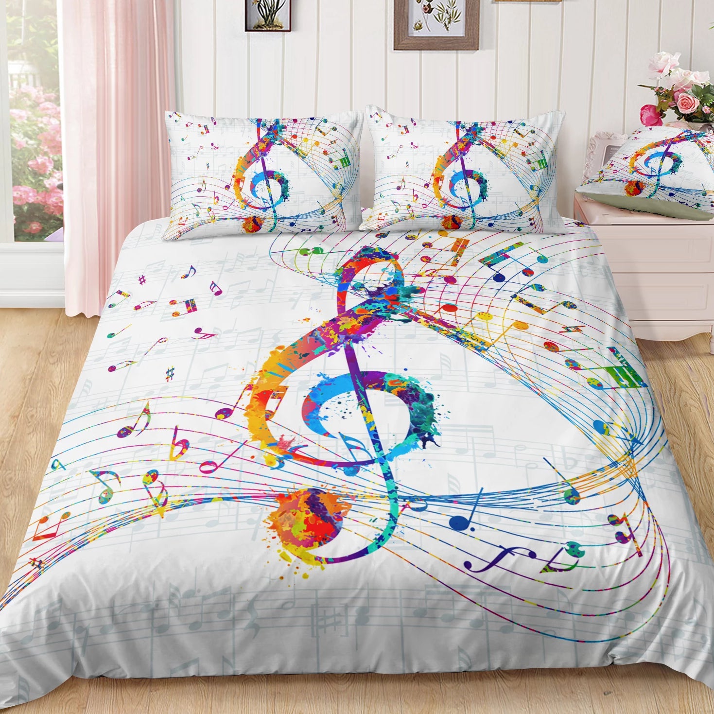 Treble Clef in Music Scores Bedding Set