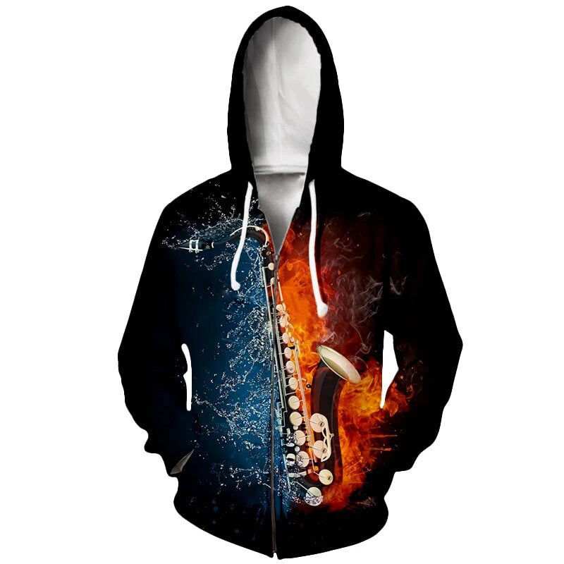 Ice Fire Saxophone Hoodie