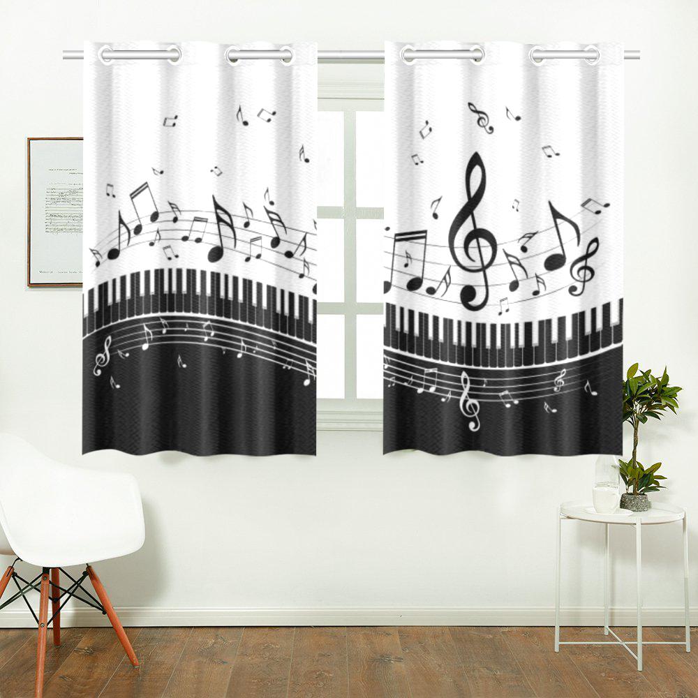 Musical Notes And Piano Window Curtains