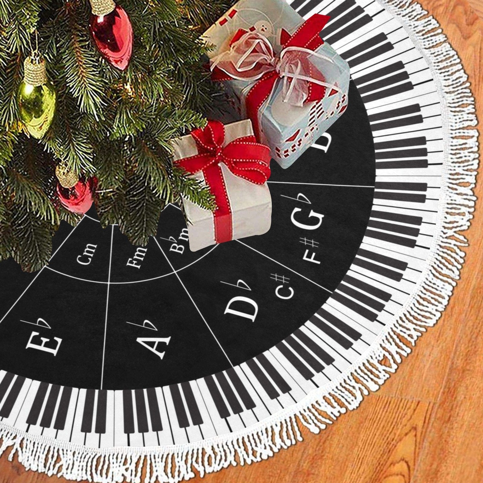 Piano Keys Circle Christmas Tree Skirt