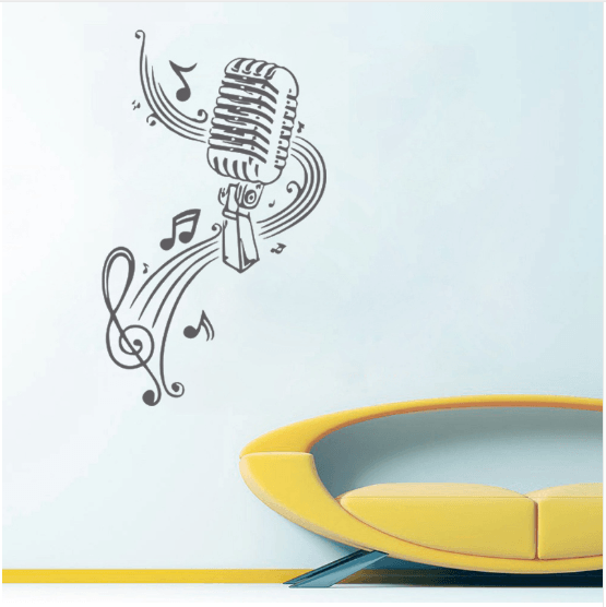 MICROPHONE Music Notes Hair bar Wall Stickers - Artistic Pod