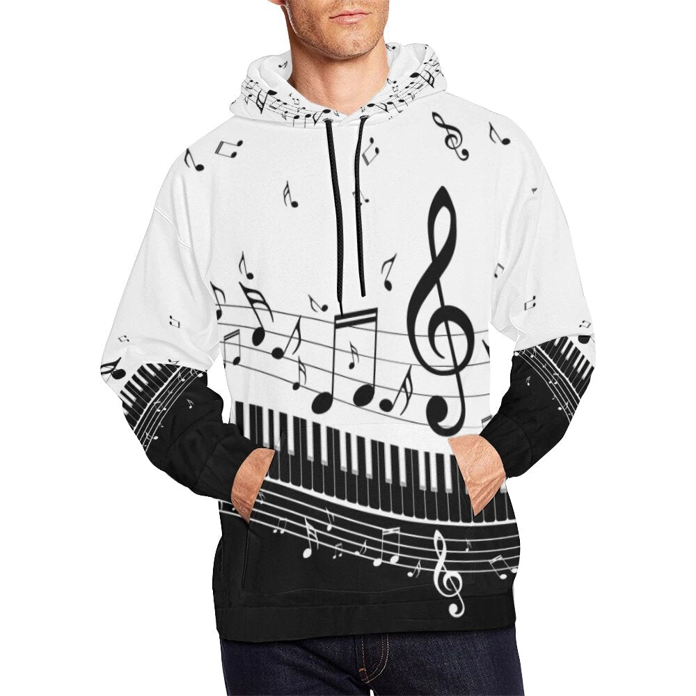 Piano Key and Music Notes Hoodie