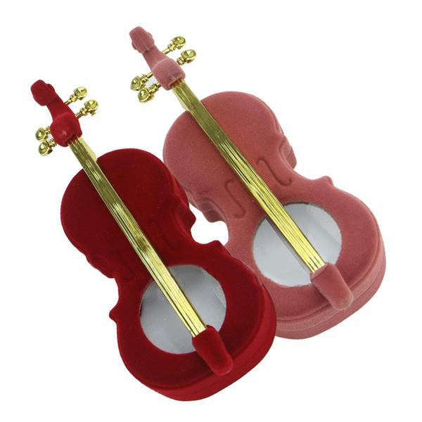 Velvet Violin Shape Jewelry Box