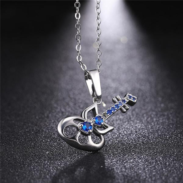 Shinning Crystal Guitar Necklace