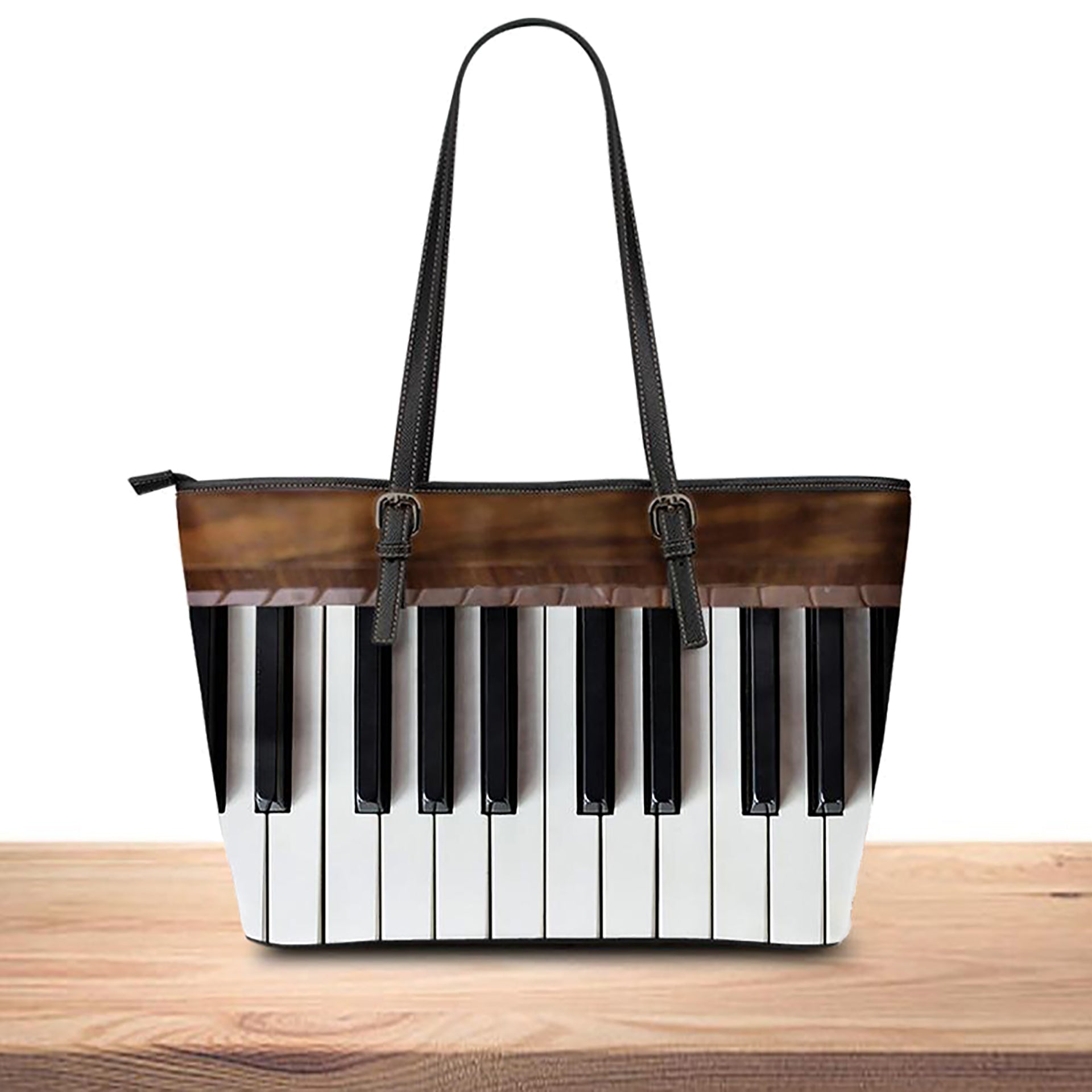 Piano Key Leather Tote Bag
