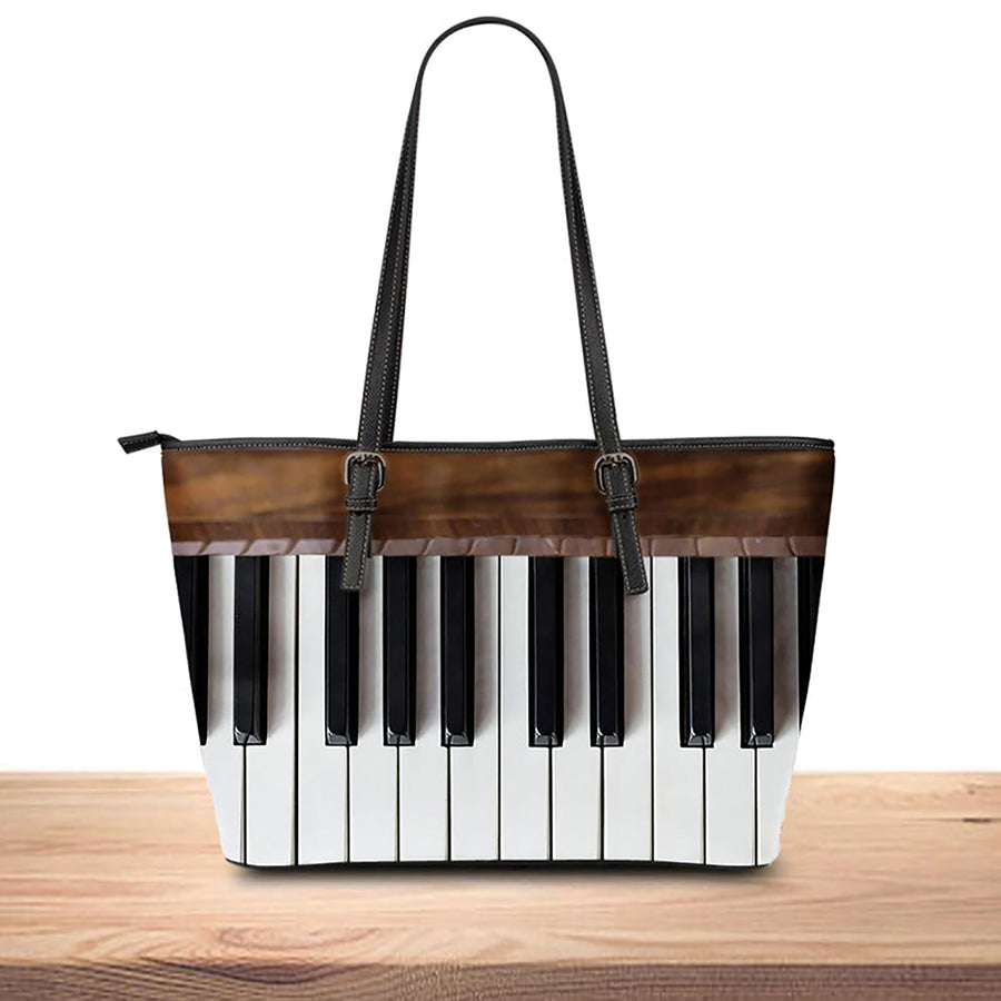 Piano Key Leather Tote Bag