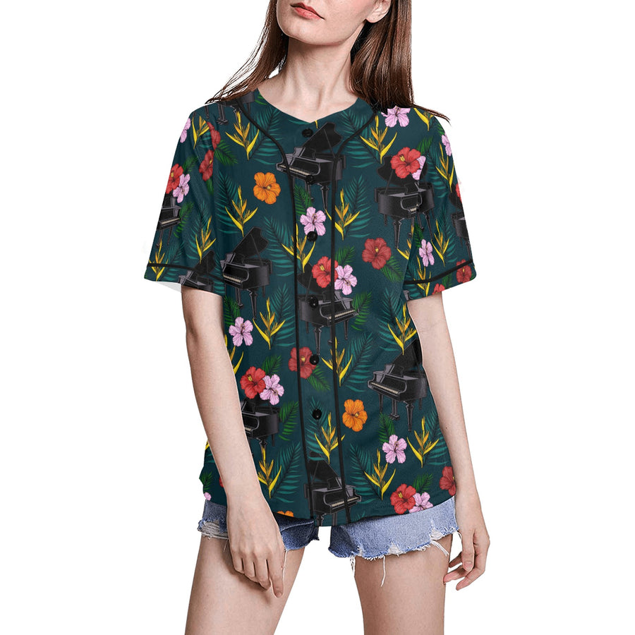 Piano Floral Baseball Jersey