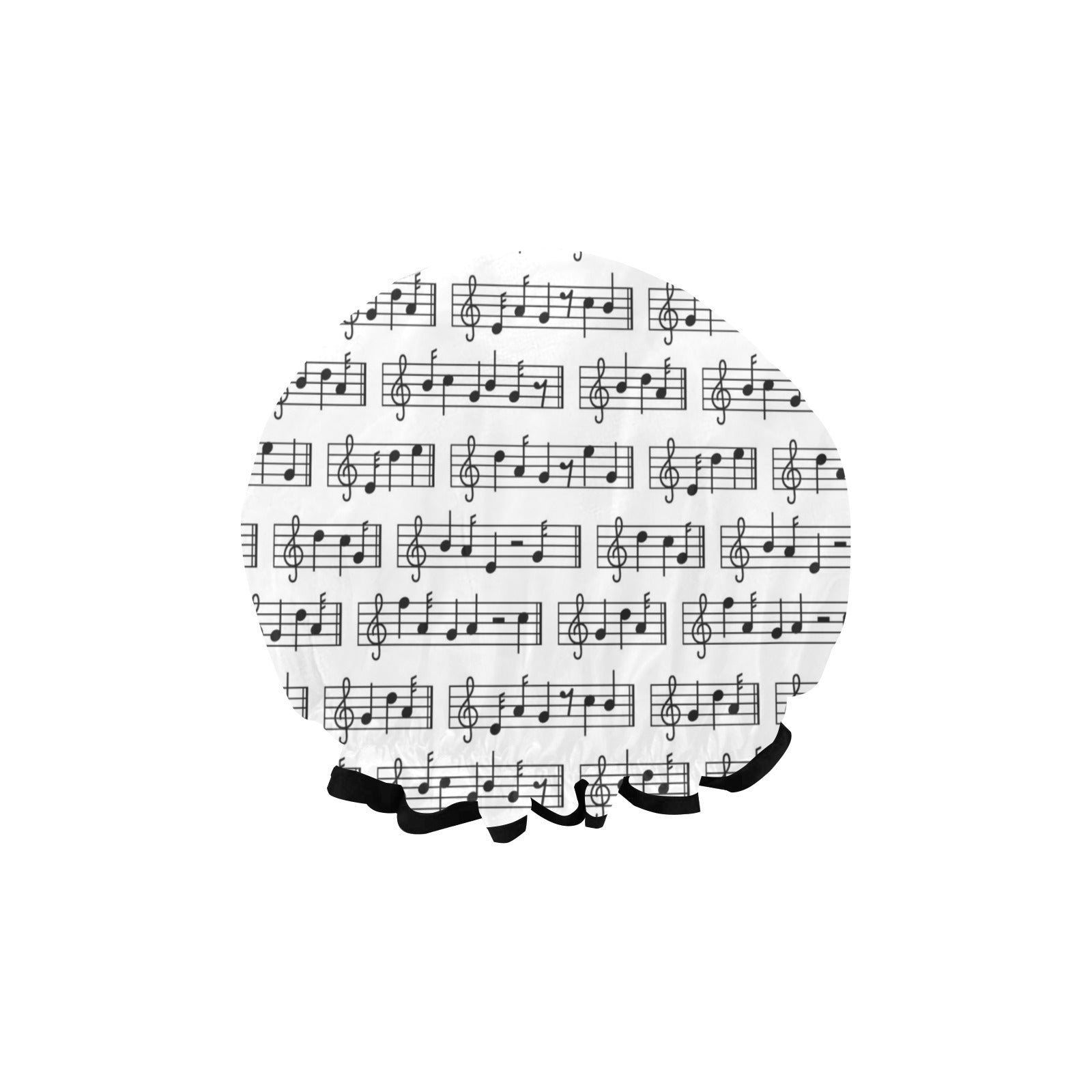 Music Notes White Shower Cap
