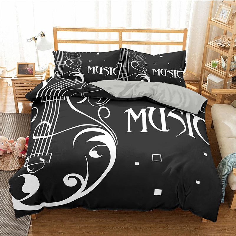 Music B&W 3D Bedding Set