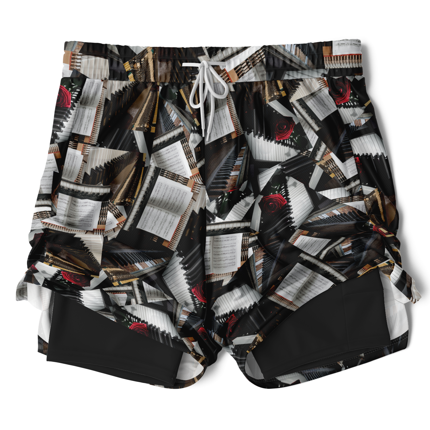 Piano Rose Flower 2-In-1 Shorts