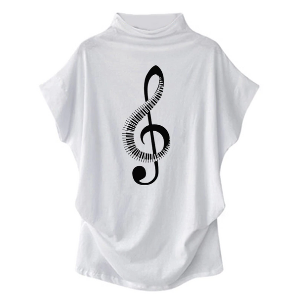 Music Notes Bat Sleeves T-shirt - Artistic Pod