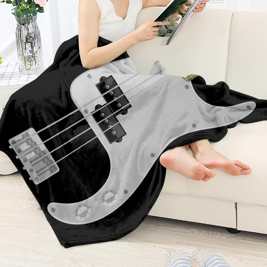 Guitar Print Sherpa Blanket
