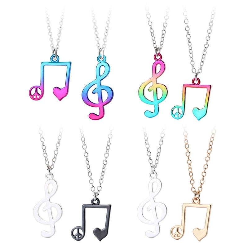 Colorful Music Note Couple Necklace