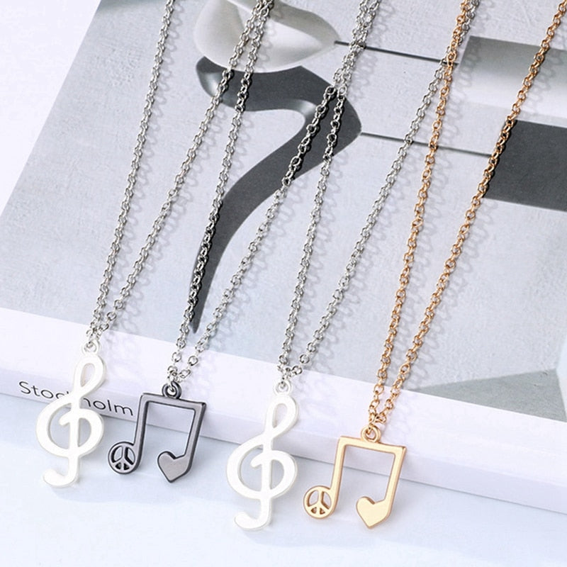 Colorful Music Note Couple Necklace