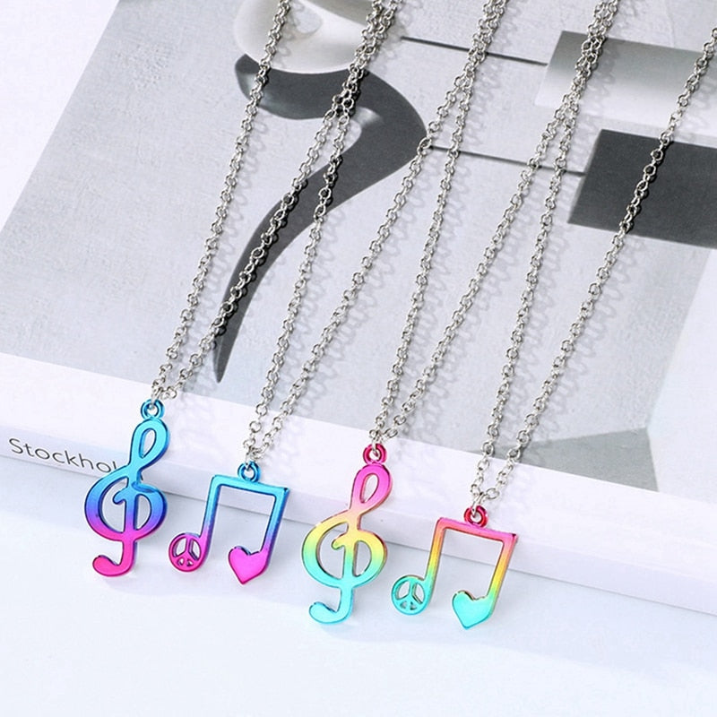 Colorful Music Note Couple Necklace