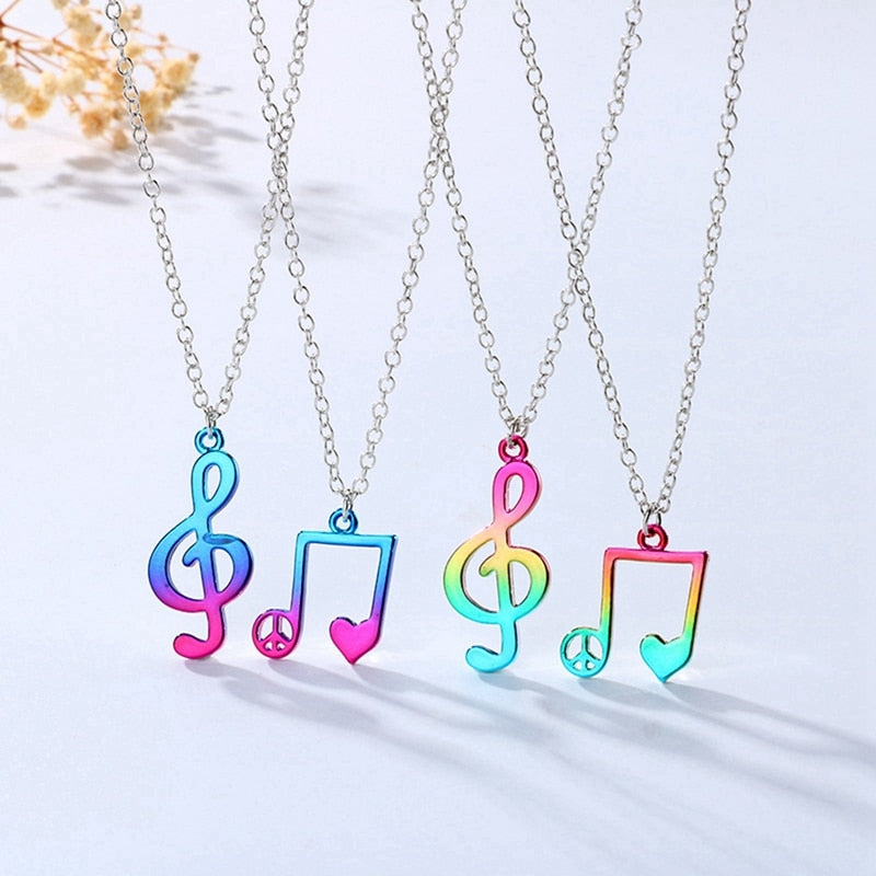 Colorful Music Note Couple Necklace
