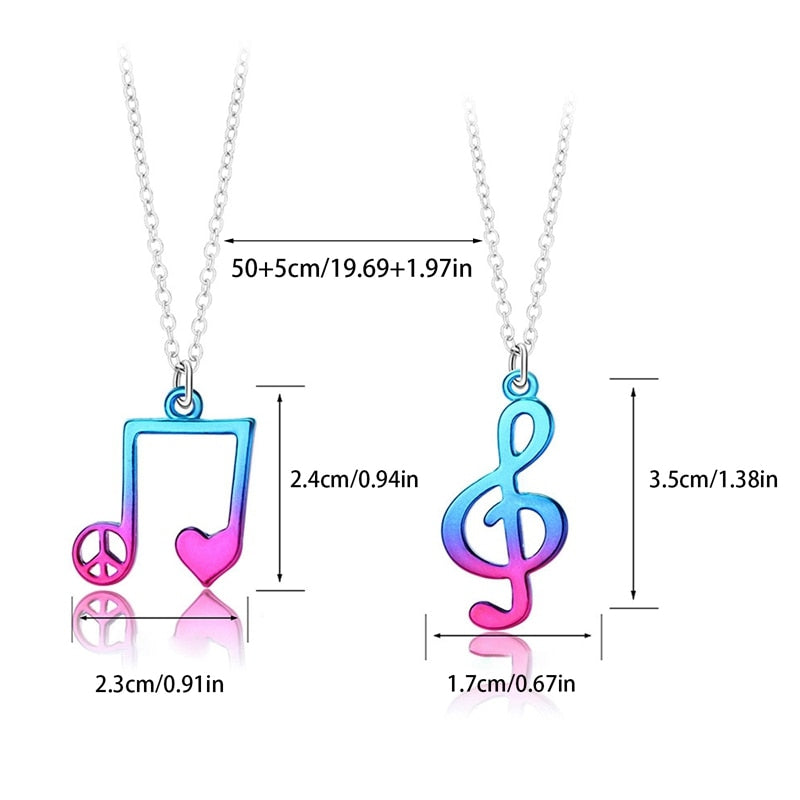 Colorful Music Note Couple Necklace