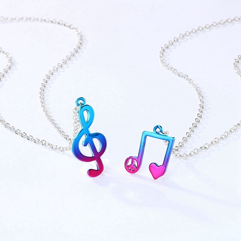 Colorful Music Note Couple Necklace