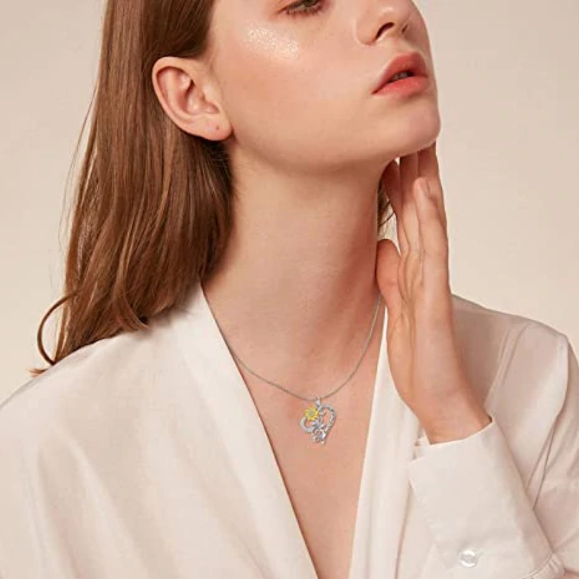 Music Notes Heart Sunflower Necklace