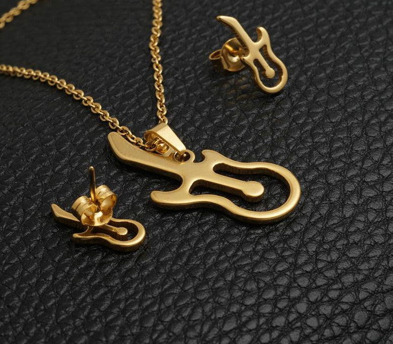 Guitar Necklace & Earrings Jewelry Set