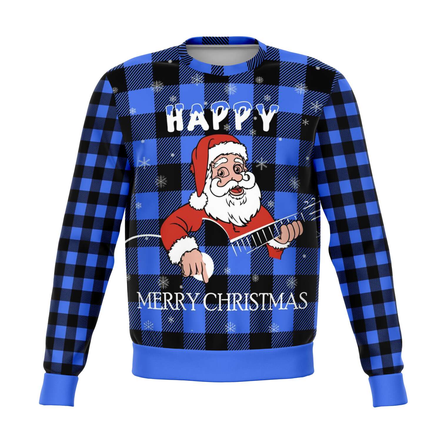 Santa Claus Playing Guitar Blue Sweatshirt