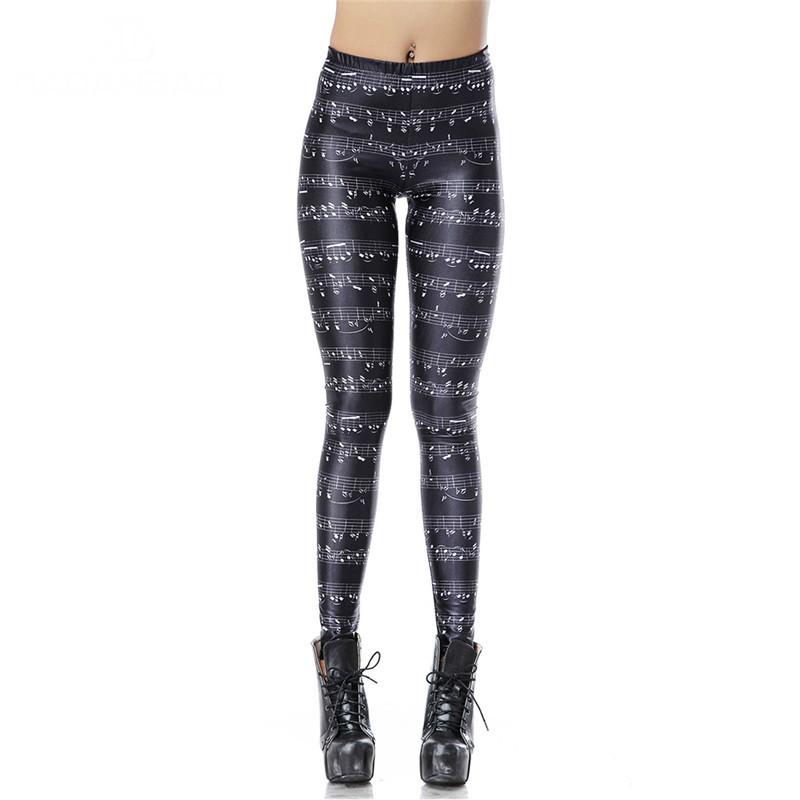 High Waist Music Note Sheet Leggings - Artistic Pod