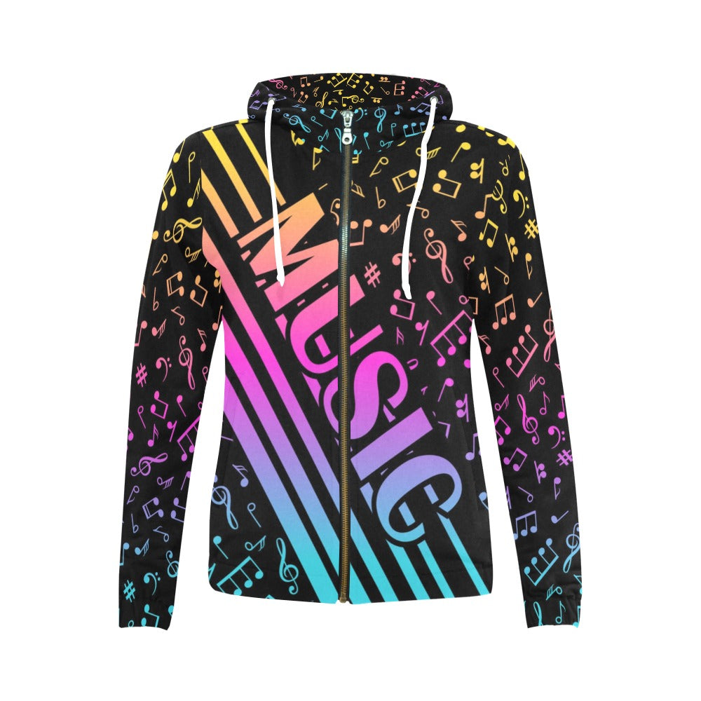 Color Music Notes Zip Hoodie