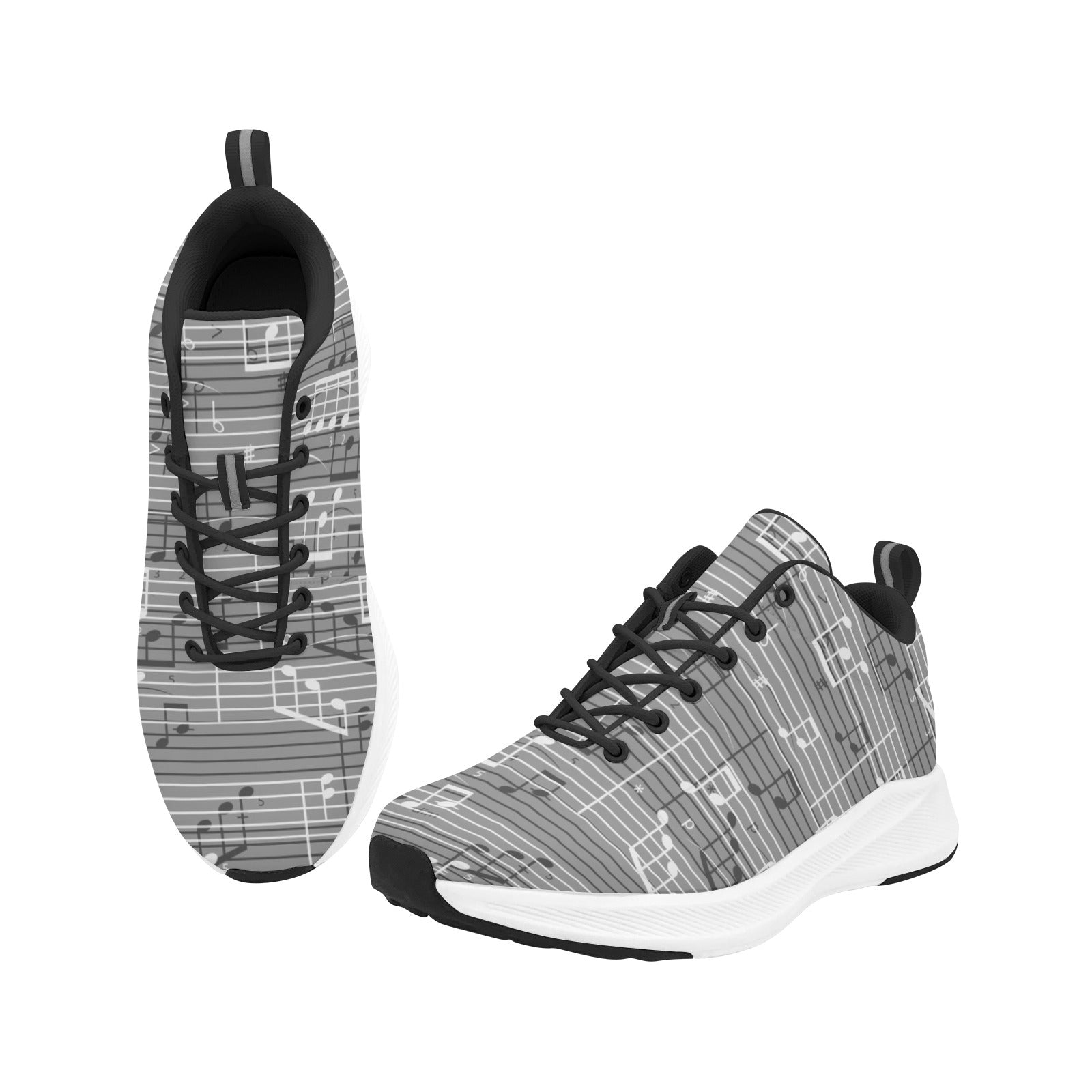 Gray Music Notes Women's Alpha Running Shoes