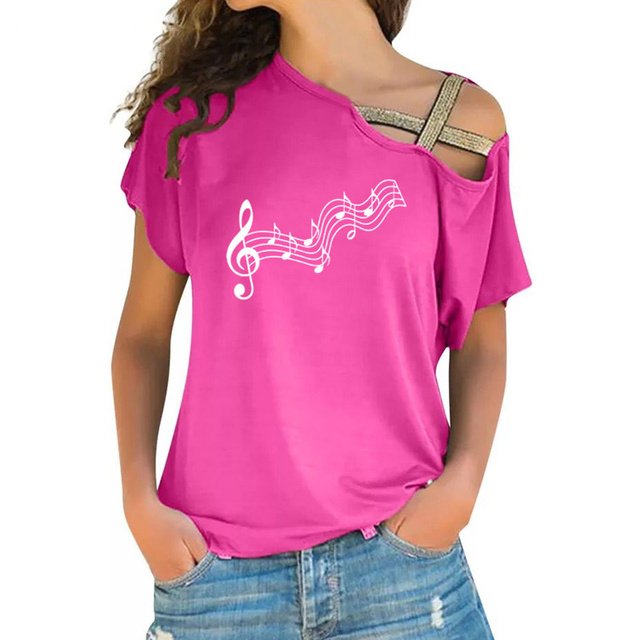 Music Melody Cross Bandage T-shirt