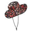 Orange Music Notes Wide Brim Bucket Hat