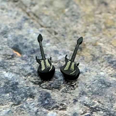 Free - Black Electric Guitar Earrings