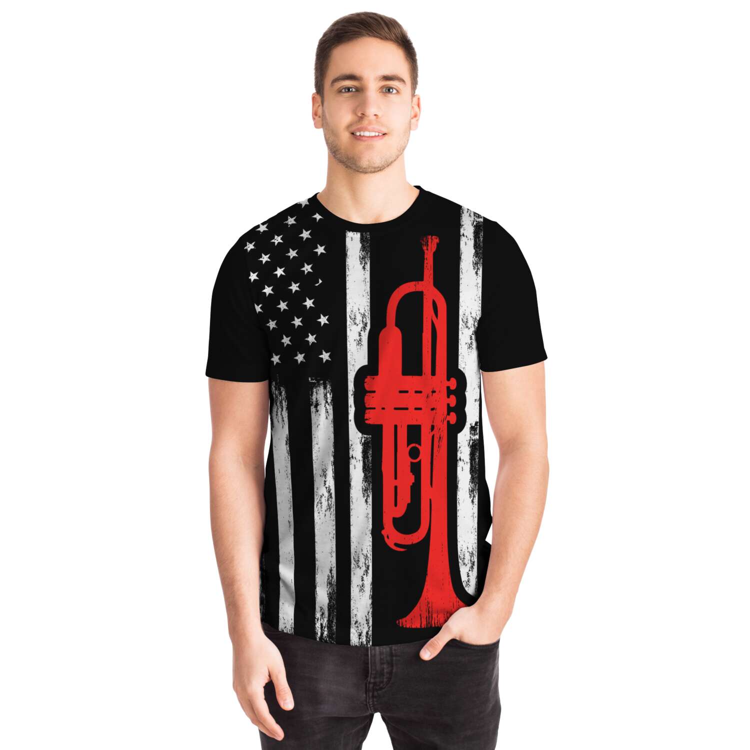 Trumpet American Flag T-Shirt